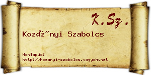 Kozányi Szabolcs névjegykártya